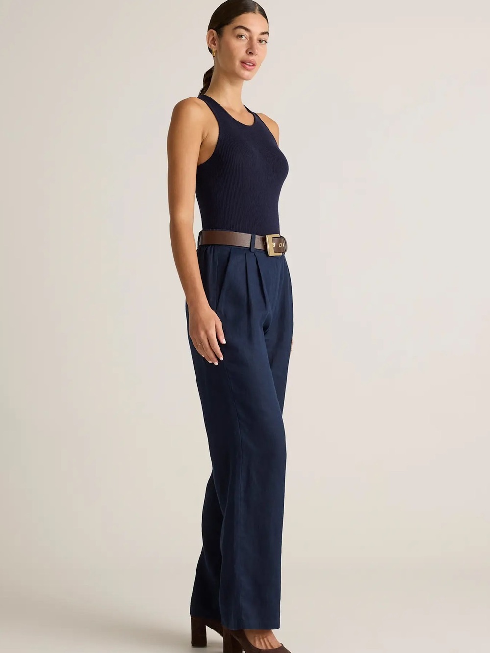 Worth Petite Navy Wide Leg Trousers Size 10P